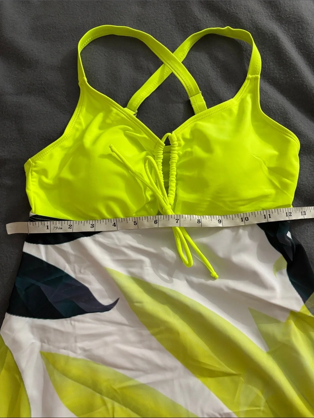 Neon Yellow Tropical Tankini Swim Dress Set Size Small